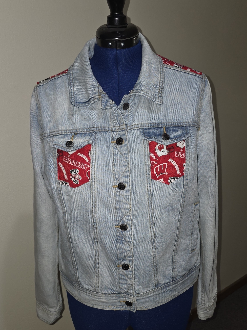 Upcycled 1 Of 1 UW WI Badgers Mossimo Supply Co. Jean Jacket